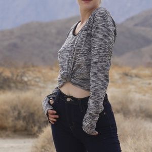 Black and white athletic thermal shirt